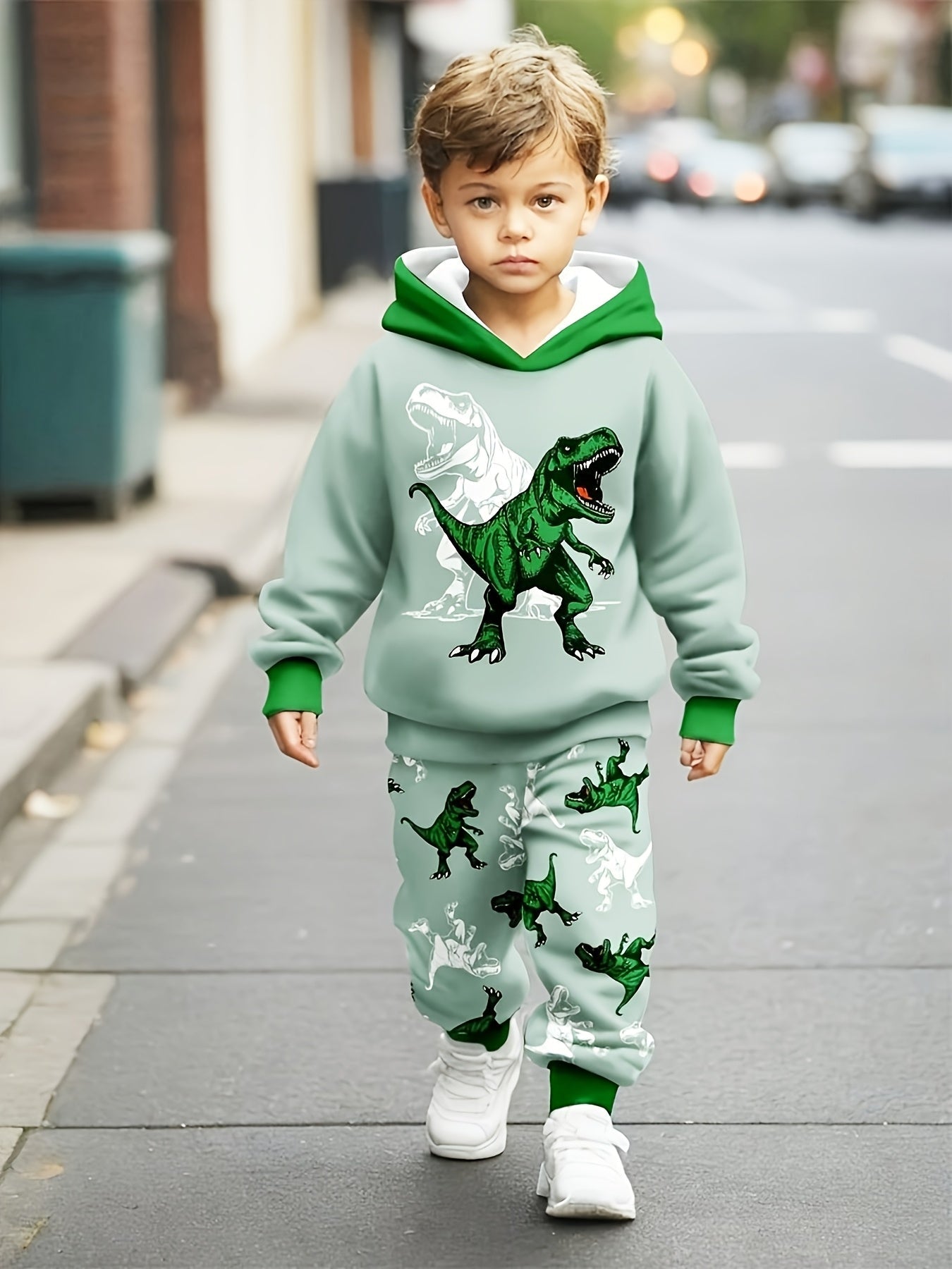Set Felpa con Stampa Dino e Pantaloni – Confortevole e Stilos per Bambini