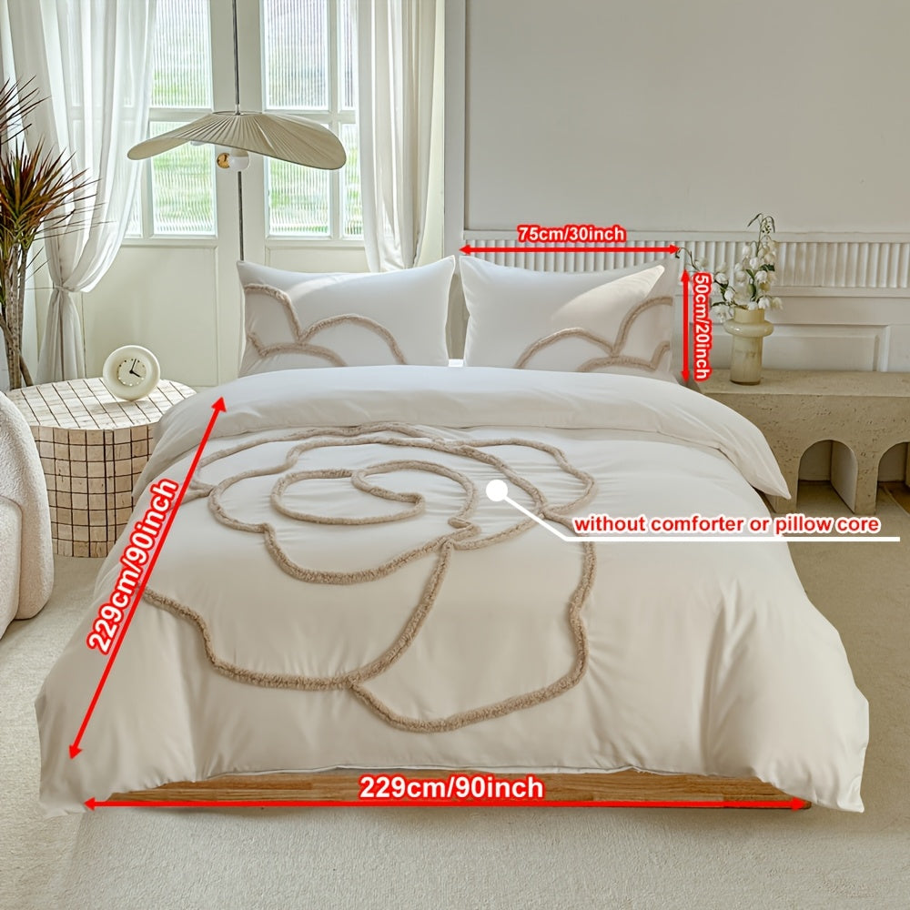 Set di Biancheria da Letto Trapuntata – Copriletto e Federe con Design a Grande Fiore