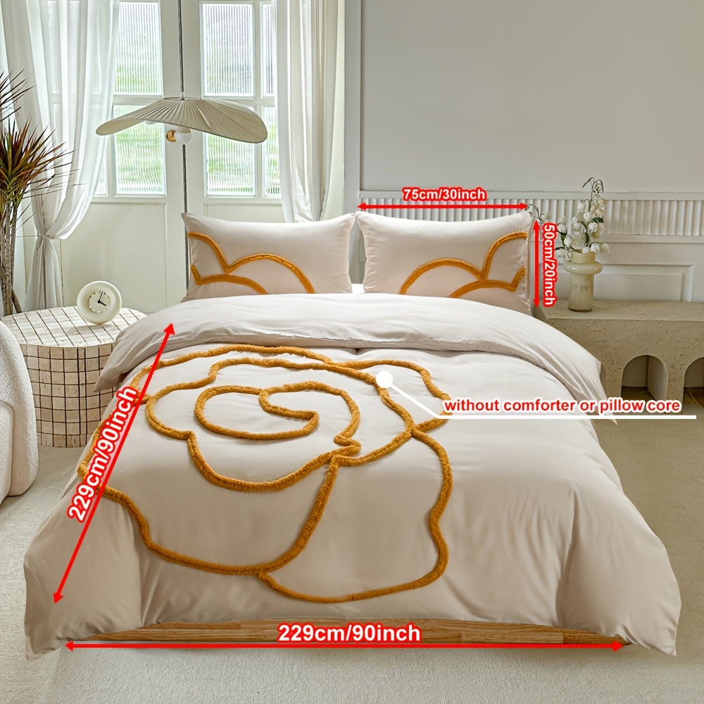 Set di Biancheria da Letto Trapuntata – Copriletto e Federe con Design a Grande Fiore