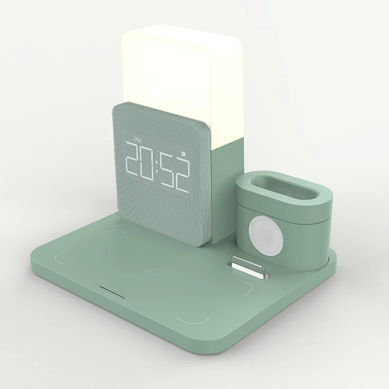 Stazione di Ricarica Wireless Multi-Funzionale – Include Lampada e Sveglia