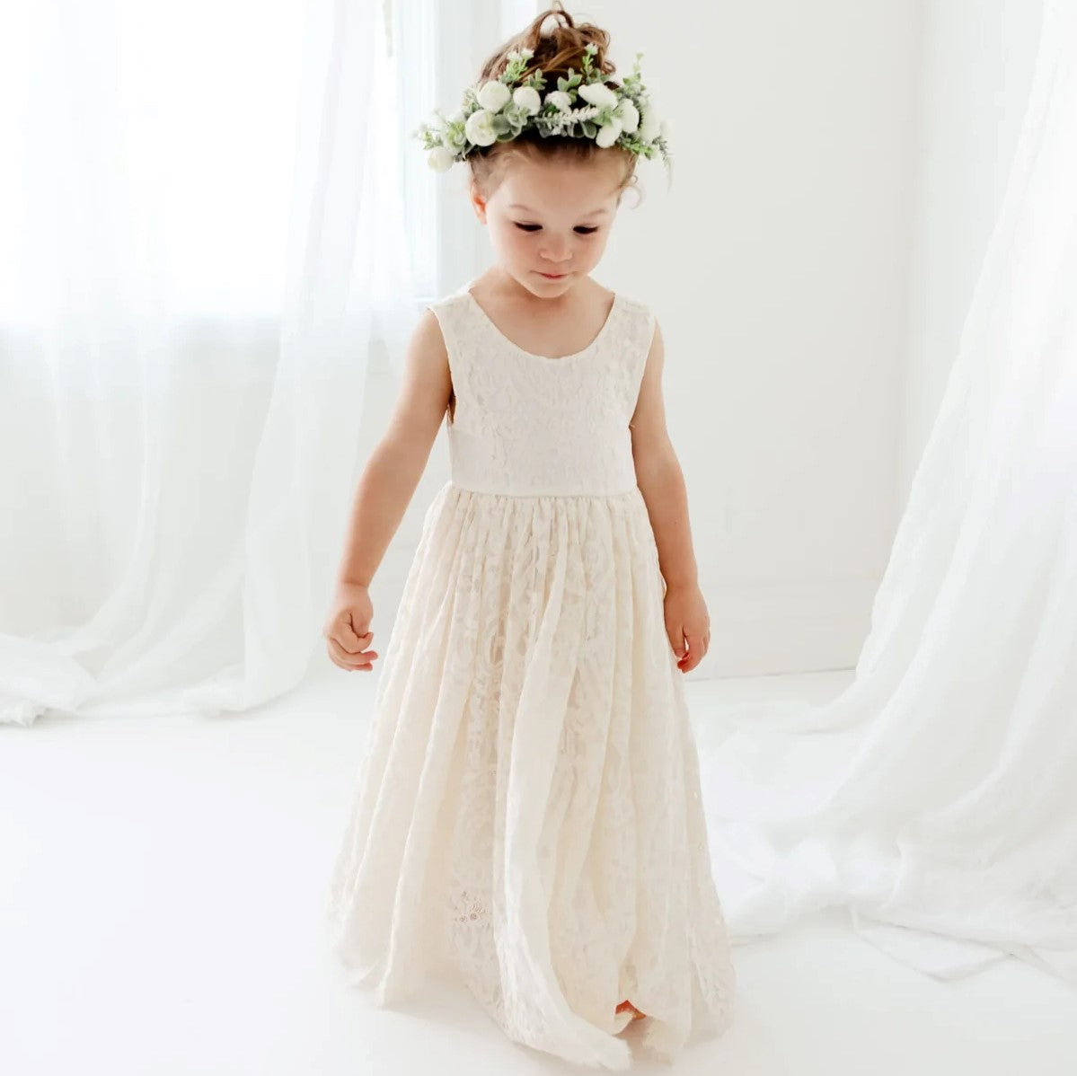 Abito per Ragazze per Matrimonio o Festa – Elegante Pizzo & Tulle