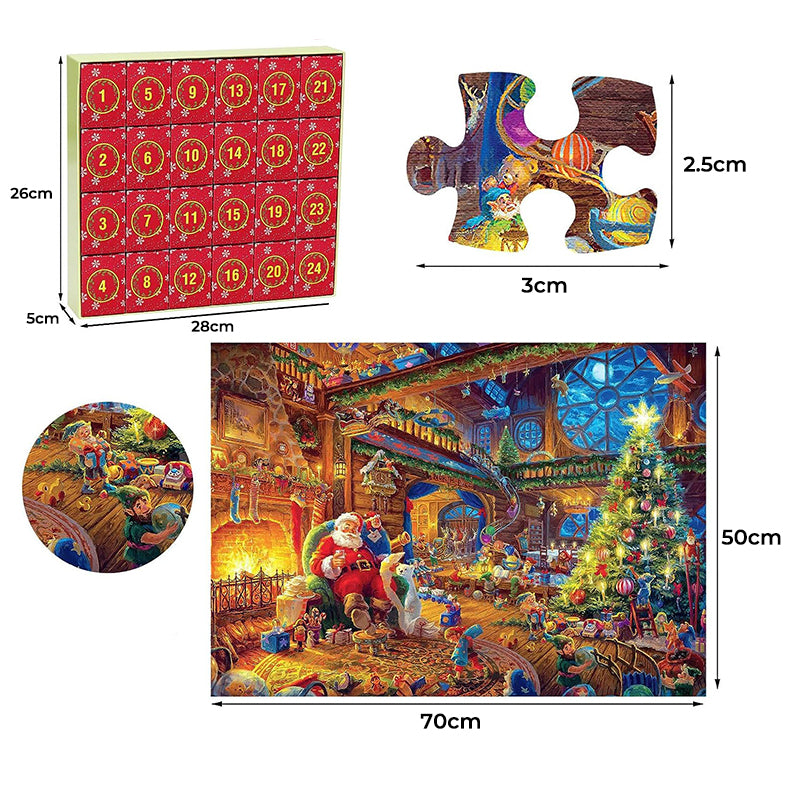 Calendario dell'Avvento Puzzles di Natale – 1008 Pezzi, Divertimento Quotidiano con i Puzzle