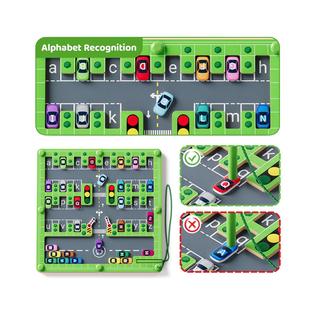 Labirinto di Parcheggio per Bambini - Impara e Gioca con le Lettere